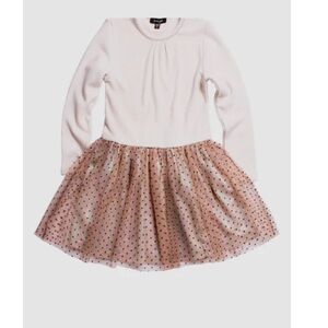 Imoga Soft Knit Mesh & Metallic Knit Tutu Dress Cream Rainbow Multi Size 3